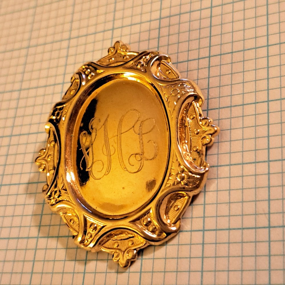 Vintage Ghl Gold Tone Monogram Scarf Clip